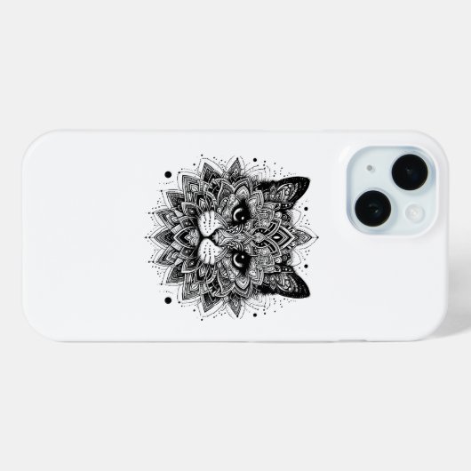 Coques Case-Mate iPhone Conception de chat à motif mandala (Verso (horizontal))