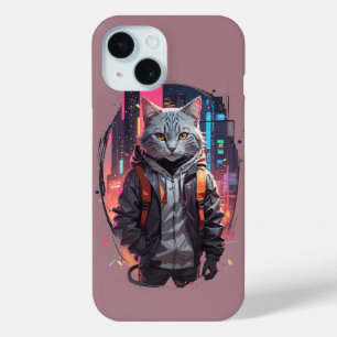 Coque Pour iPhone 15 Conception de chat de rue urbaine