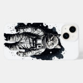 Coques Case-Mate iPhone Conception de chat par astronaute d'encre noire (Verso (horizontal))