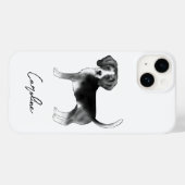 Coques Case-Mate iPhone Conception de chien Beagle en noir et blanc avec t (Verso (horizontal))