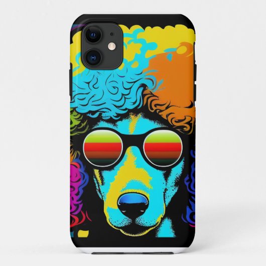 Coques Case-Mate iPhone Conception de chien de caniche psychédélique (Dos)