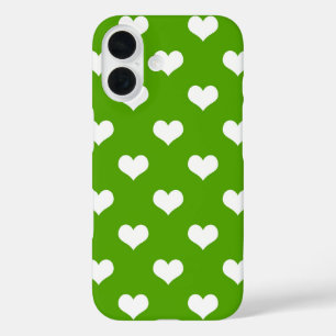 Coques iPhone 16 Conception de coeurs adorables verts blancs