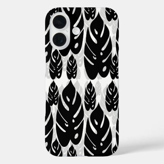 Coques Case-Mate iPhone Conception de feuille noir blanc (Verso)