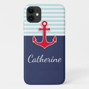 Case-Mate iPhone Case Conception de la Ancre rouge marine bleue