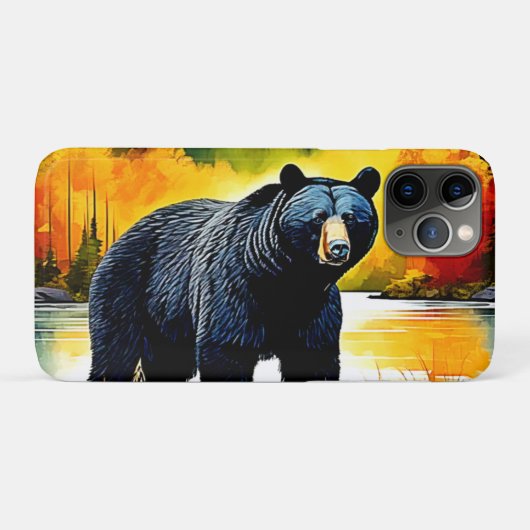 Coques Case-Mate iPhone Conception de la rivière de l'ours noir d'automne (Dos (Horizontal))