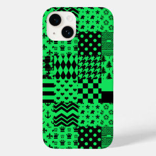 Coque Pour iPhone 14 Conception de maquette Motif mixte en noir vert