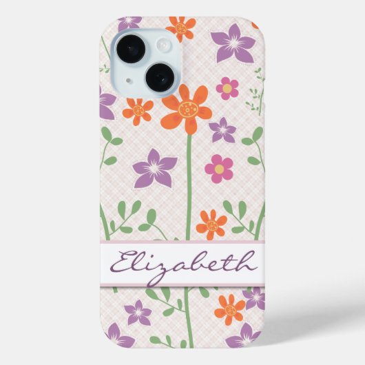 Coques Case-Mate iPhone Conception de monogramme à motif floral chic (Verso)