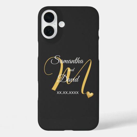 Coques Case-Mate iPhone Conception de monogramme de mariage avec noms et d (Verso)