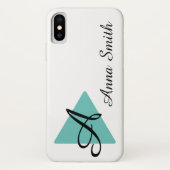 Coques Case-Mate iPhone Conception de monogramme sarcelle abstraite élégan (Dos)