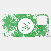 Coques Case-Mate iPhone Conception de monogramme vert personnalisé (Verso (horizontal))