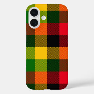 Coques iPhone 16 Conception de motif à carreaux de couleurs africai