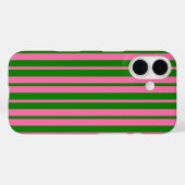 Coques Case-Mate iPhone Conception de motif à rayures élégantes rose et ve (Verso (horizontal))