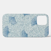Coques Case-Mate iPhone Conception de motif de feuilles bleues (Verso (horizontal))