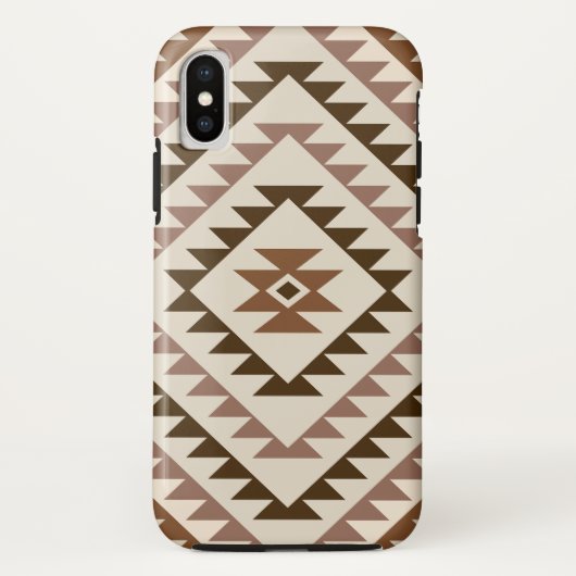Coques Case-Mate iPhone Conception de motif diamant aztèque Brun+Crème (Dos)