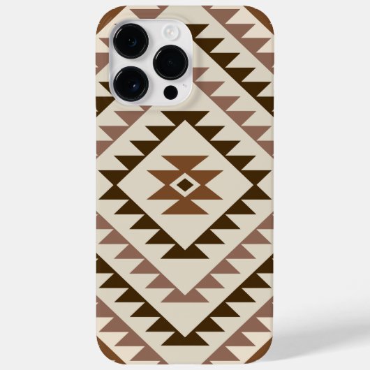 Coques Case-Mate iPhone Conception de motif diamant aztèque Brun+Crème (Verso)