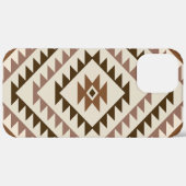 Coques Case-Mate iPhone Conception de motif diamant aztèque Brun+Crème (Verso / Droite)