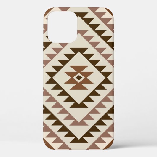 Coques Case-Mate iPhone Conception de motif diamant aztéque marron+crème (Verso)