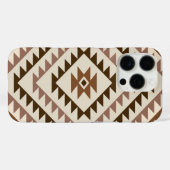 Coques Case-Mate iPhone Conception de motif diamant aztéque marron+crème (Verso (horizontal))