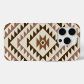 Coques Case-Mate iPhone Conception de motif diamant aztéque marron+crème (Verso (horizontal))