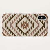 Coques Case-Mate iPhone Conception de motif diamant aztéque marron+crème (Dos (Horizontal))