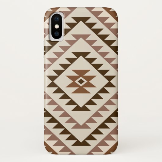 Coques Case-Mate iPhone Conception de motif diamant aztéque marron+crème (Dos)