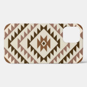 Coques Case-Mate iPhone Conception de motif diamant aztéque marron+crème (Verso (horizontal))