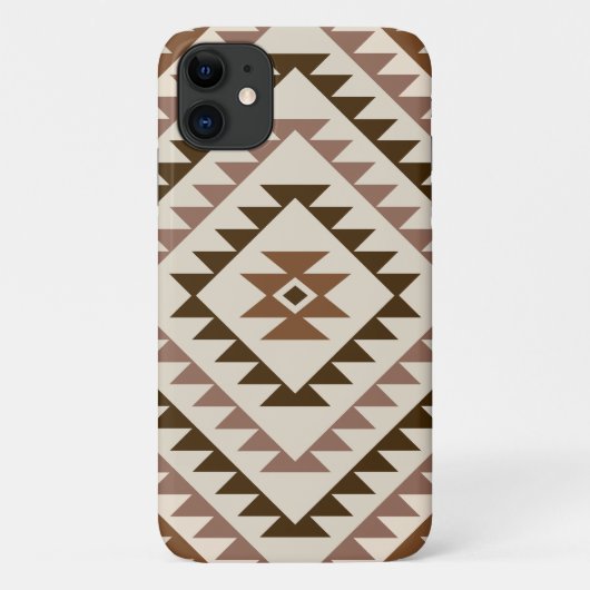 Coques Case-Mate iPhone Conception de motif diamant aztéque marron+crème (Dos)