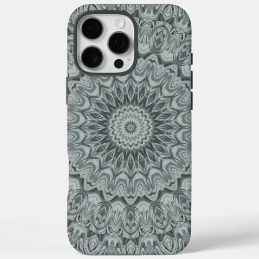 Coques Case-Mate iPhone Conception de motif mandala gris et argent (Verso)