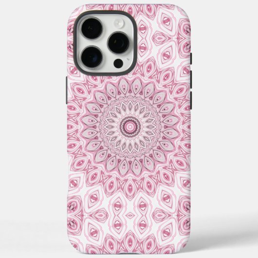 Coques Case-Mate iPhone Conception de motif mandala rose et blanc (Verso)