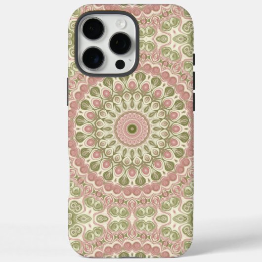 Coques Case-Mate iPhone Conception de motif mandala rose et vert (Verso)