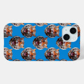 Coques Case-Mate iPhone Conception de motif tête de tigre bleu (Verso (horizontal))