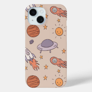 Coque Pour iPhone 15 Conception de motif transparent d'espace extra-atm
