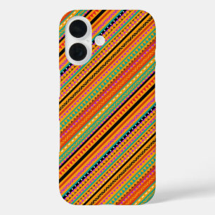 Coques iPhone 16 Conception de motifs aztèques natifs colorés migno