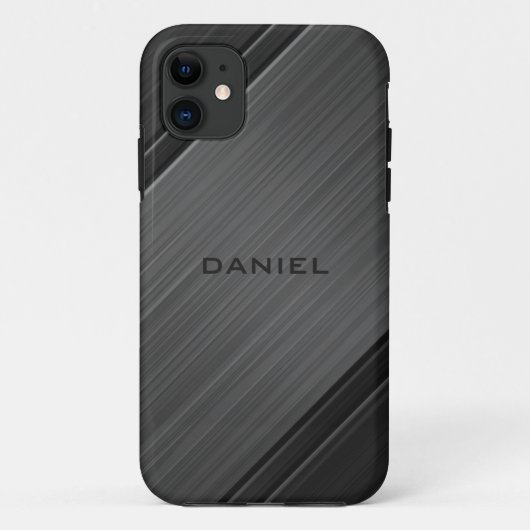 Coques Case-Mate iPhone Conception de nom personnalisé texturé gris métal (Dos)