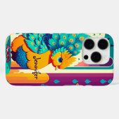 Coques Case-Mate iPhone Conception de paon bébé avec nom personnalisé (Verso (horizontal))