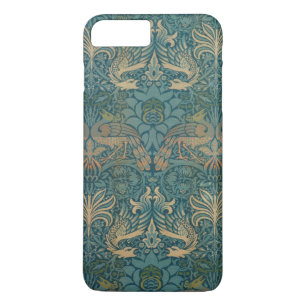 Coque iPhone 8 Plus/7 Plus Conception de paon de William Morris et de textile