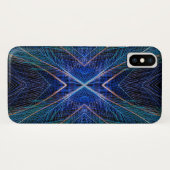 Coques Case-Mate iPhone Conception de plume fractale bleue (Dos (Horizontal))