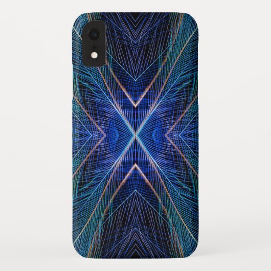 Coques Case-Mate iPhone Conception de plume fractale bleue (Dos)