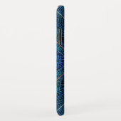 Coques Case-Mate iPhone Conception de plume fractale bleue (Dos/Droite)