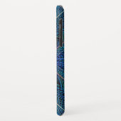 Coques Case-Mate iPhone Conception de plume fractale bleue (Dos/Gauche)