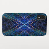 Coques Case-Mate iPhone Conception de plume fractale bleue (Dos (Horizontal))