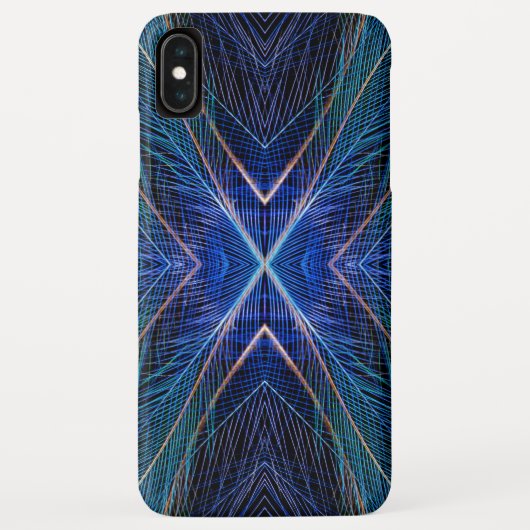 Coques Case-Mate iPhone Conception de plume fractale bleue (Dos)