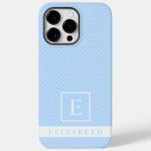Coques Case-Mate iPhone Conception de point Polka Blanc bleu ciel pâle per (Verso)