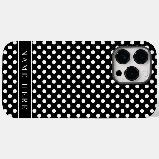 Coques Case-Mate iPhone Conception De Points Polka Noir Et Blanc Personnal (Verso (horizontal))