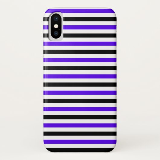 Coques Case-Mate iPhone Conception de rayures blanches noires et bleues (Dos)