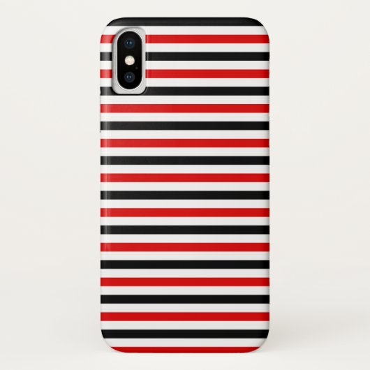 Coques Case-Mate iPhone Conception de rayures rouges noires et blanches (Dos)