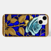 Coques Case-Mate iPhone Conception de Rose Bleue en Verre Coloré (Verso (horizontal))