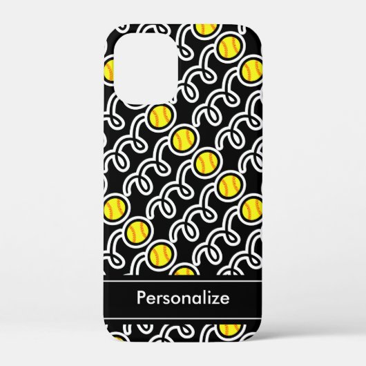 Coques Case-Mate iPhone Conception de softball jaune personnalisé boîtier (Verso)