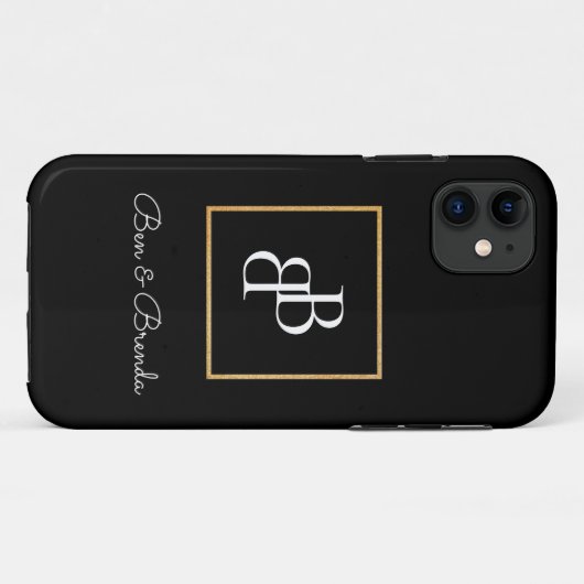 Coques Case-Mate iPhone Conception de texte de monogrammes élégants (Dos (Horizontal))