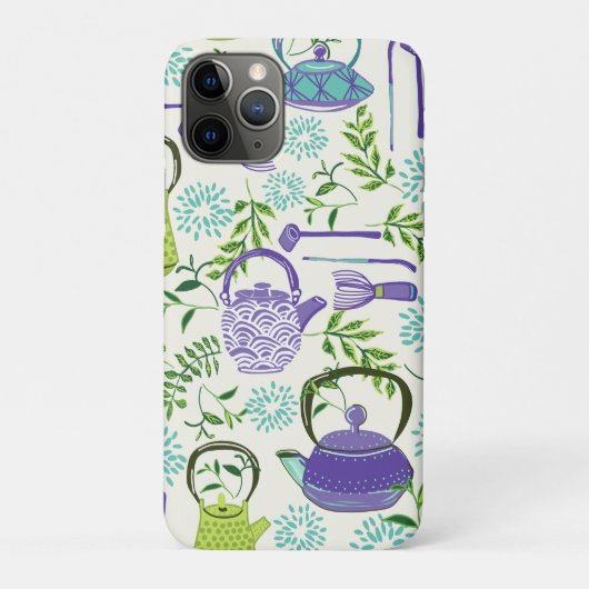 Coques Case-Mate iPhone Conception de théière verte japonaise (Dos)